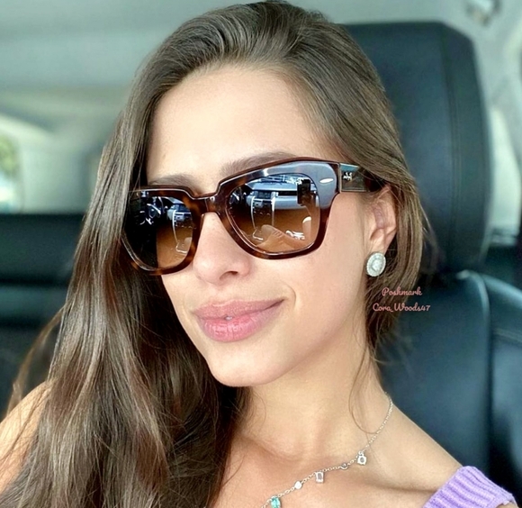 Ray Ban State Street Gradient Brown Lens RB2186 Tortoise Frame Unisex New - Picture 16 of 17